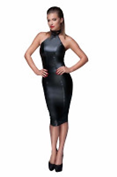 Wetlook-Bleistiftkleid mit Metallring günstig online kaufen