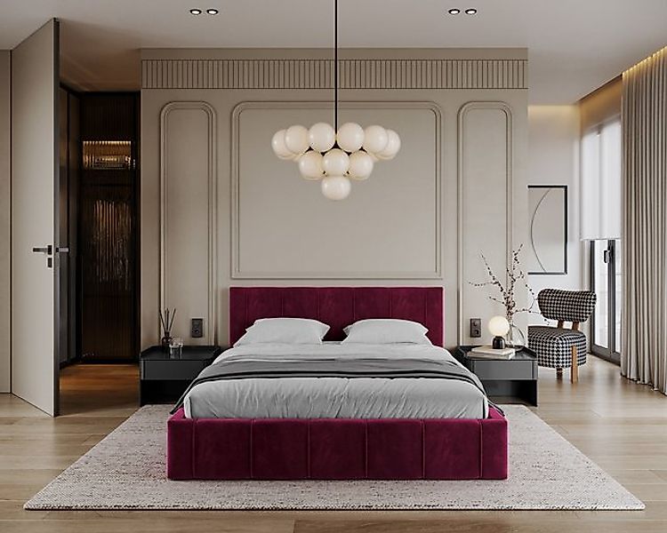 FDM Polsterbett TOPSELLER Stauraumbett MADE IN EU - aus hochwertigem Velour günstig online kaufen
