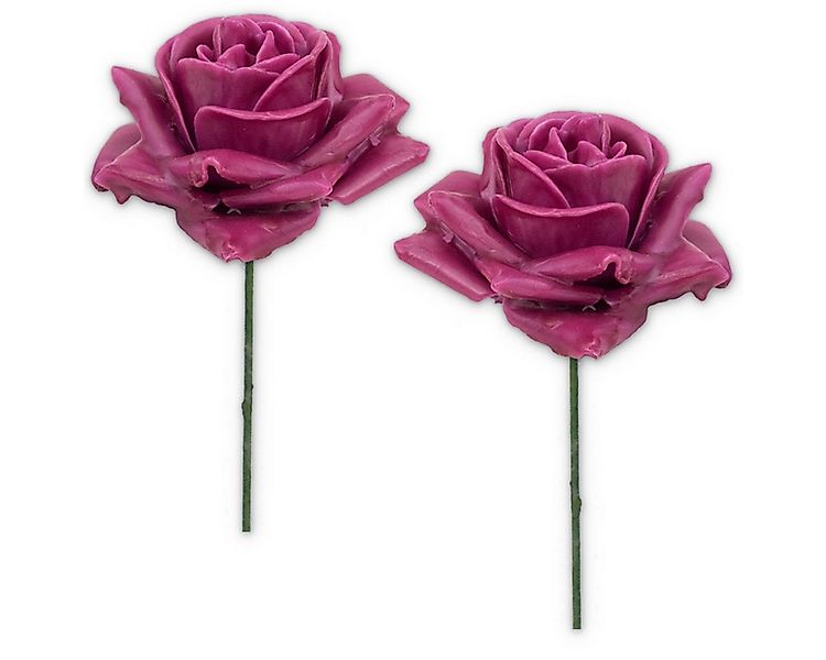 Kunstblume Wachsrosen mit Stiel als Kunstrosen Rosen-Blüten in rosa pink Ro günstig online kaufen
