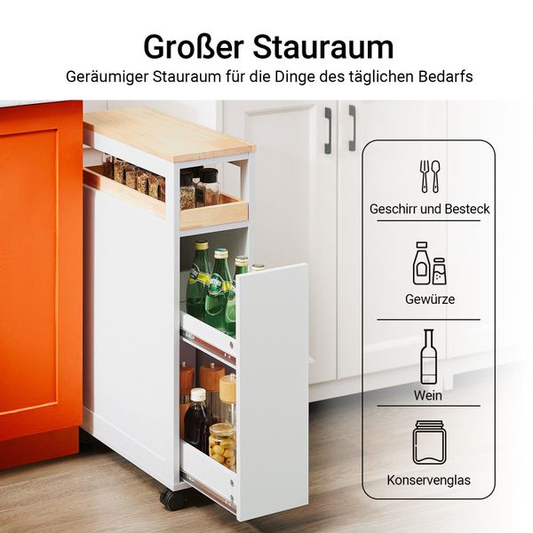 SoBuy Nischenwagen mit 3 Schubladen Schmal Küchenregal Natur 20x79x51cm NSR günstig online kaufen