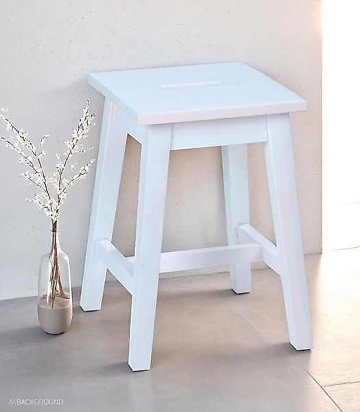 Home4You Sitzhocker 2er Set, Weiß, Lackiert, günstig online kaufen