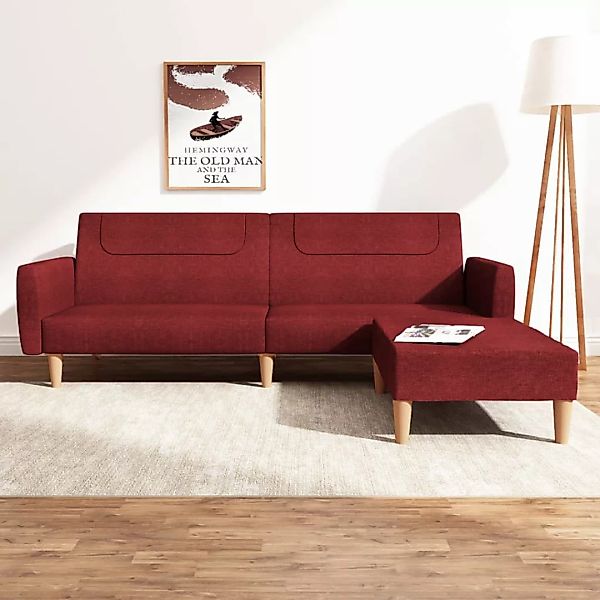 Vidaxl Schlafsofa 2-sitzer Mit Fußhocker Weinrot Stoff günstig online kaufen