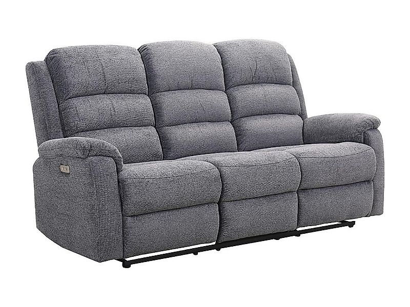 Relaxsofa elektrisch 3-Sitzer - Stoff - Grau - NEVERS günstig online kaufen