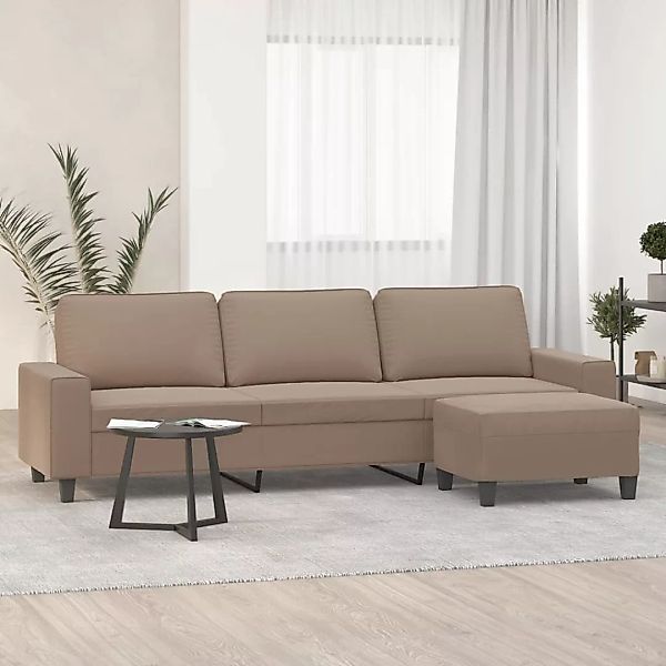 Vidaxl 3-sitzer-sofa Mit Hocker Taupe 210 Cm Mikrofasergewebe günstig online kaufen