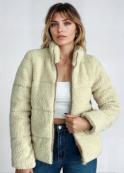 fashionshowcase Plüschjacke Damen Teddy Pufferjacke mit Reißverschluss weic günstig online kaufen