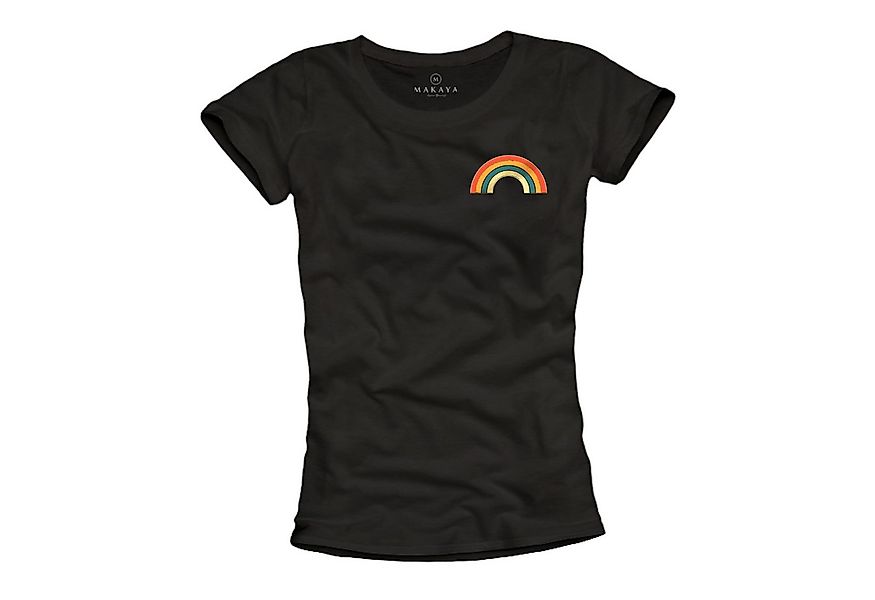 MAKAYA Print-Shirt mit Regenbogen Damen Vintage Regenbogenfarben Rainbow To günstig online kaufen