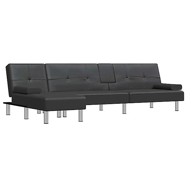 vidaXL Schlafsofa in L-Form Schwarz 255x140x70 cm Kunstleder 3157265 günstig online kaufen
