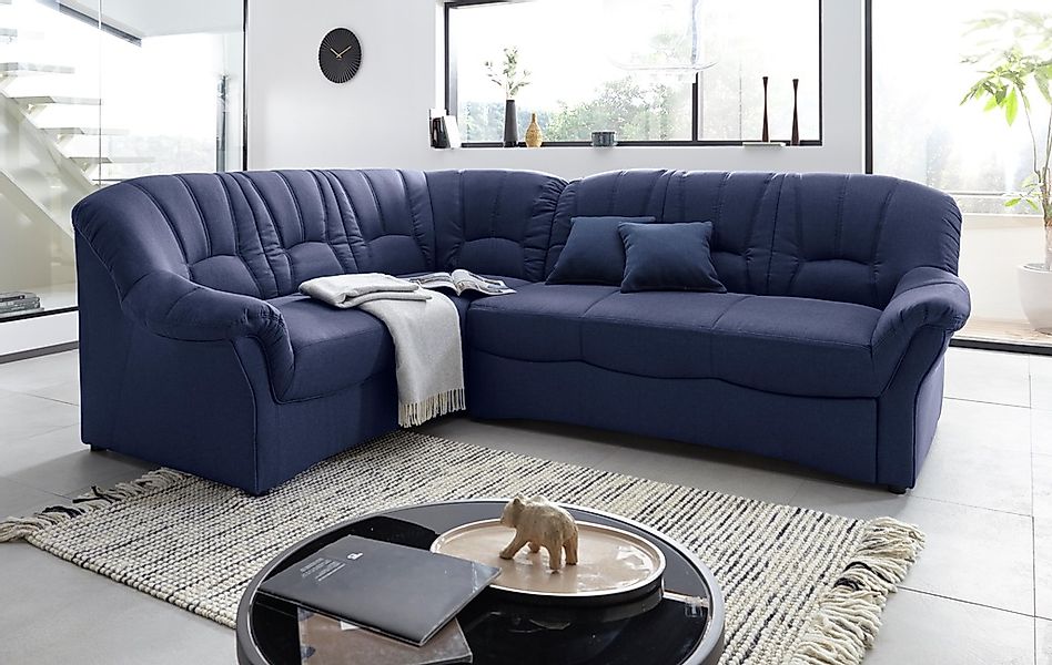 DOMO collection Ecksofa "Bahia, zeitlos und elegant, bequeme Armlehnen, L-F günstig online kaufen