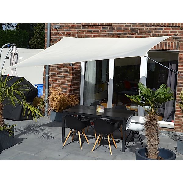 Floracord Vierecksonnensegel Hell Elfenbein 300 cm x 400 cm mit Regenschutz günstig online kaufen
