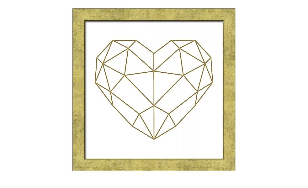 Gerahmtes Bild Scandic  Golden Polygon Heart - 30 cm - 30 cm - Sconto günstig online kaufen