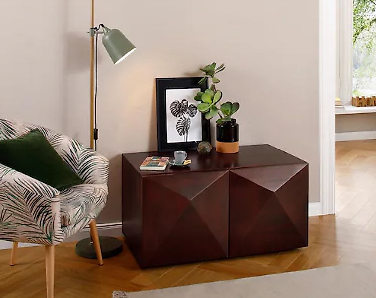 Home affaire Couchtisch "Diamond", aus massivem Mangoholz mit 3D-Optik auf günstig online kaufen