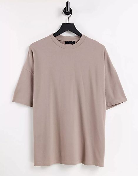 ASOS DESIGN – Oversize-T-Shirt aus Pikee in Hellbraun günstig online kaufen