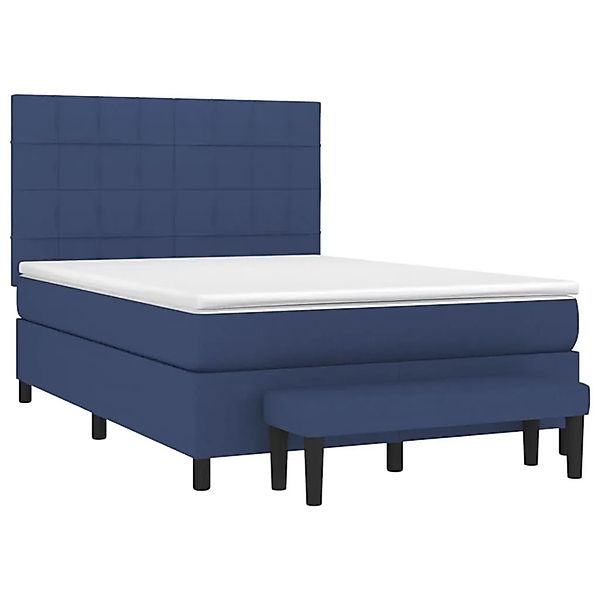 vidaXL Boxspringbett mit Matratze Blau 140x190 cm Stoff 3136595 günstig online kaufen