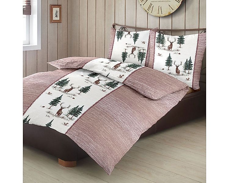 TRAUMSCHLAF Bettwäsche Hirsche, Biber, 2 teilig, Biberbettwäsche weich und günstig online kaufen