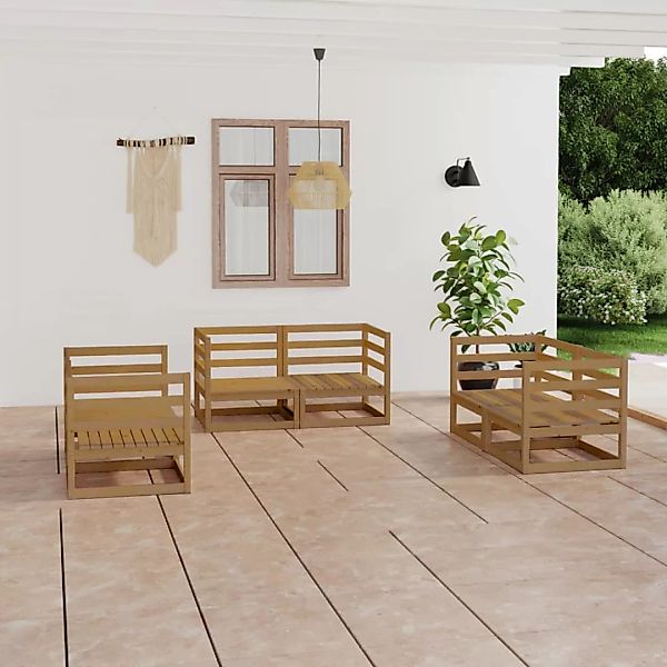 6-tlg. Garten-lounge-set Honigbraun Massivholz Kiefer günstig online kaufen