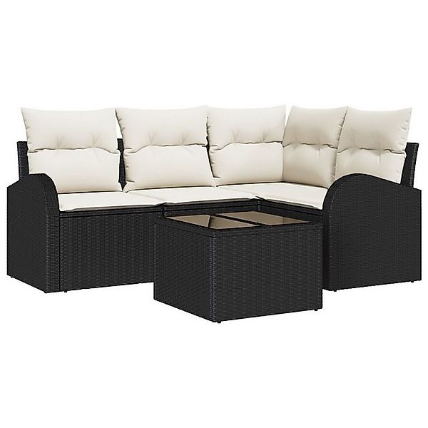 vidaXL Loungesofa 4-teilige Garten Sofa Set mit Kissen Braun Poly Rattan, 5 günstig online kaufen