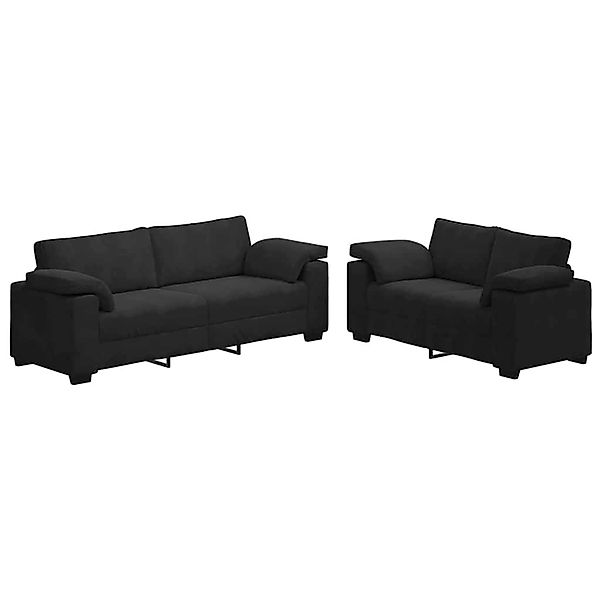 vidaXL 2-Teiliges Sofa-Set mit Kissen Schwarz Samt 3324754 günstig online kaufen