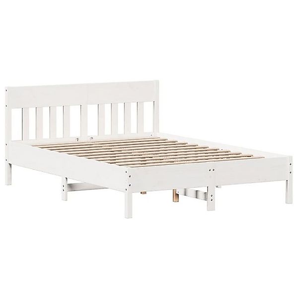 vidaXL Bettgestell, Massivholzbett mit Kopfteil Wachsbraun 120x190 cm Kiefe günstig online kaufen