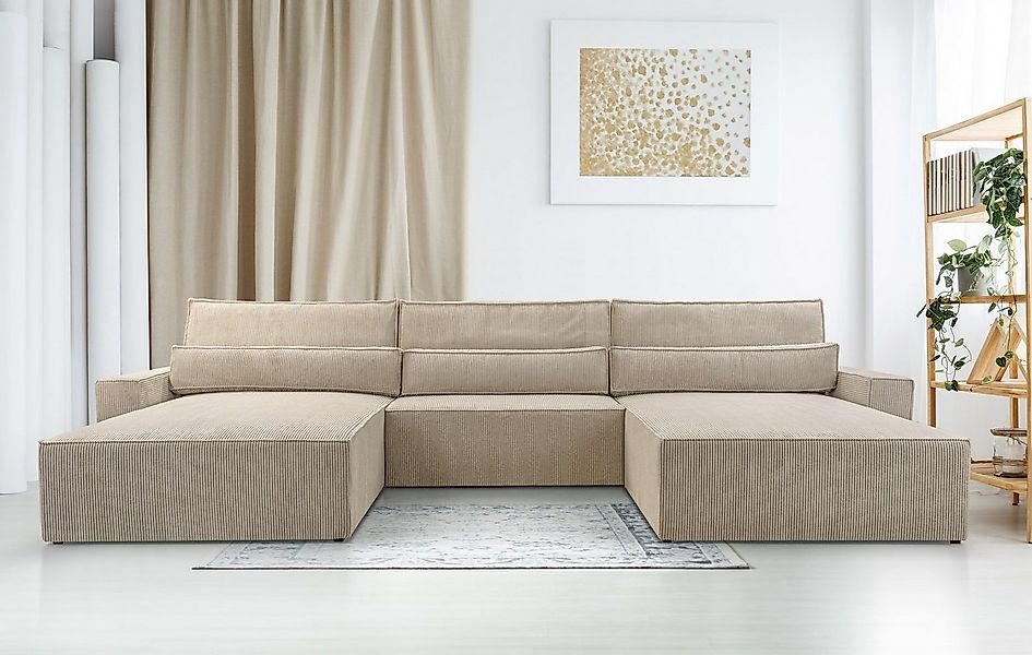 MOEBLO Wohnlandschaft DENVER U, Eckcouch aus Cordstoff Ecksofa U-Form Cord günstig online kaufen