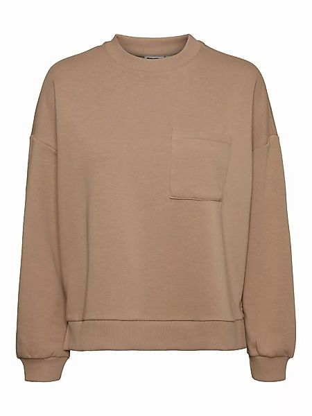 NOISY MAY Rundhalsausschnitt Brusttaschen Sweatshirt Damen Braun günstig online kaufen
