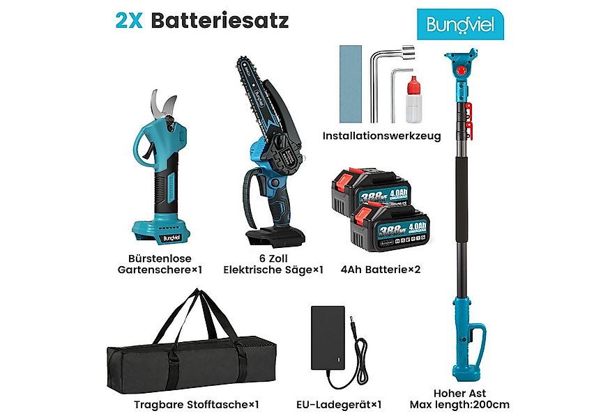 Bundviel Elektro-Kettensäge Akku Kettensäge 4IN1 Elektro Teleskop Astsäge A günstig online kaufen