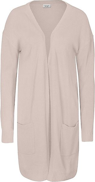bonprix Longstrickjacke lässig geschnitten, hüftbedeckende Länge, mit aufge günstig online kaufen