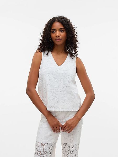 Vero Moda Spitzentop "VMHONEY LACE SL V-NECK TOP WVN GA" günstig online kaufen