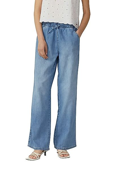 QS Weite Jeans mit elastischem Bund und Kordelzug günstig online kaufen