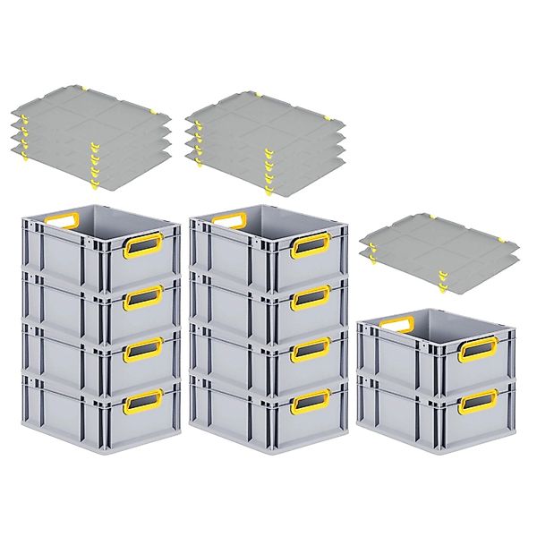 PROREGAL Spar Set 10x Eurobox Nextgen Color Mit Auflagedeckel & Schiebeschn günstig online kaufen