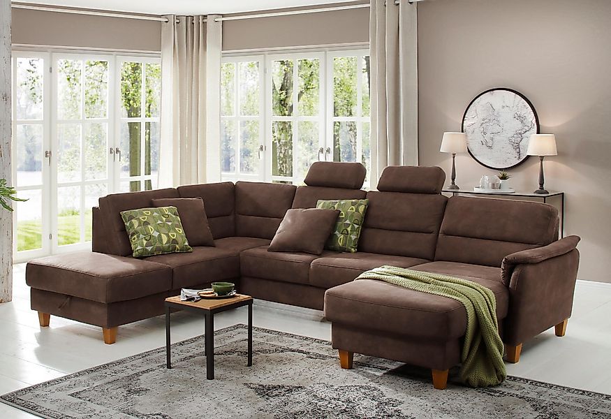 Home affaire Wohnlandschaft "Palmera U-Form, B: 308 cm" optional Bettfunkti günstig online kaufen