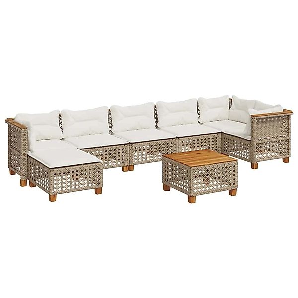 vidaXL 8-Tlg Garten-Sofagarnitur mit Kissen Beige Poly Rattan 3261934 günstig online kaufen