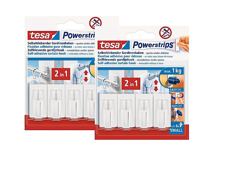tesa Klebehaken Powerstrips Gardinenhaken, Gardinen, (Spar-Set, 8-St., Hake günstig online kaufen