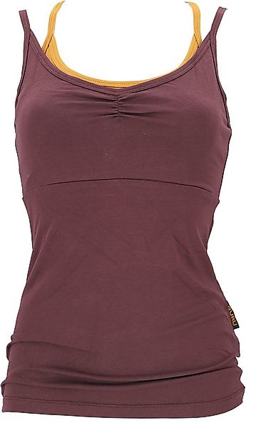 Guru-Shop T-Shirt Yoga-Top mit Bra aus Bio-Baumwolle OM - braun alternative günstig online kaufen