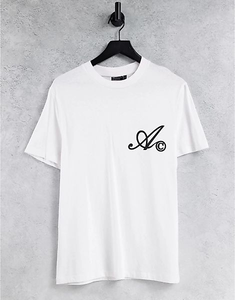 ASOS – Actual – T-Shirt in Weiß mit Schriftzug auf der Brust günstig online kaufen