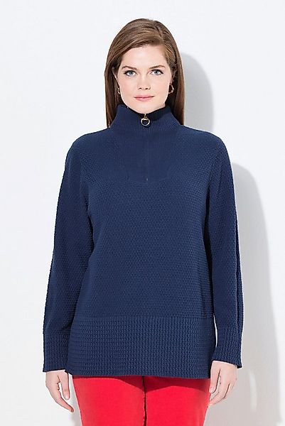Ulla Popken Strickpullover Strick-Troyer Stehkragen Zipper Langarm günstig online kaufen
