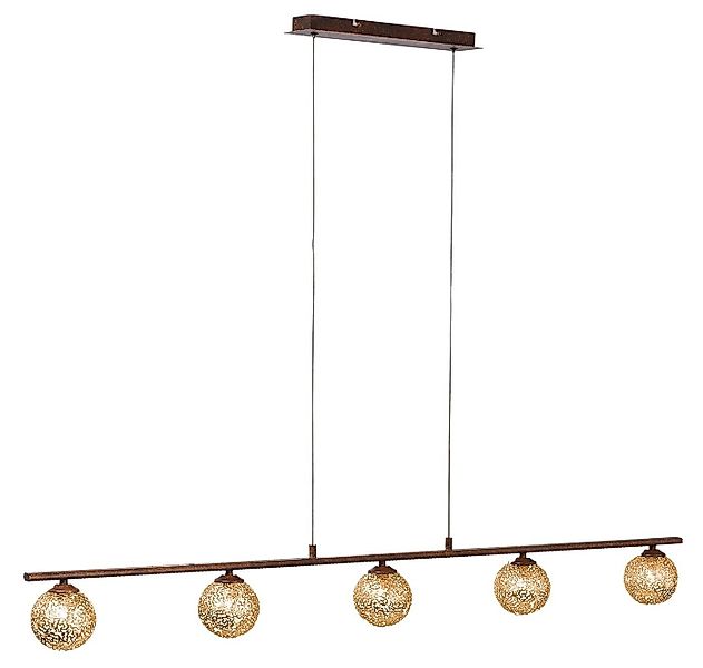 Paul Neuhaus Pendelleuchte GRETA, 5-flammig, Braun, Goldgelb, Stahl, ohne L günstig online kaufen