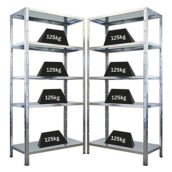 PROREGAL Mega Deal 2x Schwerlastregal Ares HxBxT 180x90x40cm Fachlast 125 k günstig online kaufen