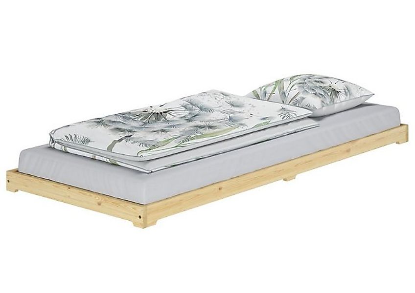 ERST-HOLZ Bett Extra niedriges Futonbett Bettrahmen 100x200 Kiefer klar lac günstig online kaufen