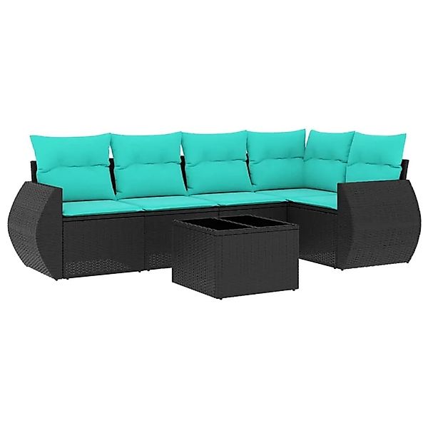 vidaXL 6-Tlg Gartensofa-Set mit Kissen Schwarz Polyrattan 3221336 günstig online kaufen