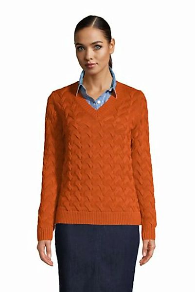 Zopfmuster-Pullover DRIFTER mit V-Ausschnitt, Damen, Größe: XS Normal, Oran günstig online kaufen