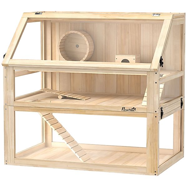 PawHut Hamsterkäfig aus Holz 3 Etagen Nagarium Nagerkäfig Kleintierkäfig mi günstig online kaufen