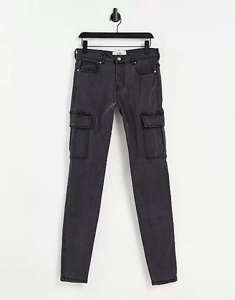 Sixth June – Figurbetonte Cargo-Jeans in schwarzer Waschung günstig online kaufen