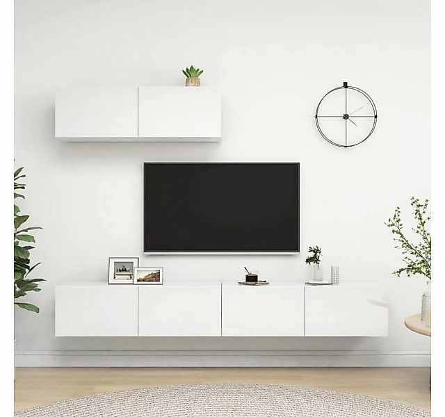 furnicato TV-Schrank TV-Schränke 3 Stk. Hochglanz-Weiß Holzwerkstoff günstig online kaufen
