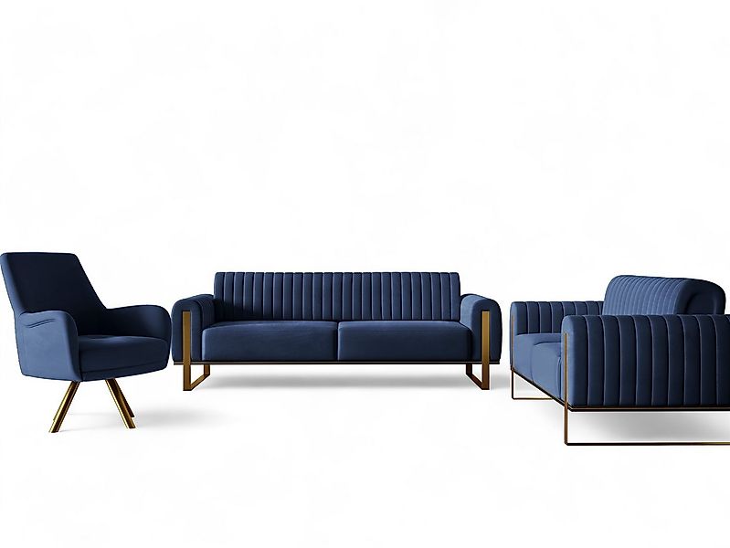 Fun Möbel Polstergarnitur Sofaset Designersofas VALERIE 3-2-1 in Stoff Elis günstig online kaufen