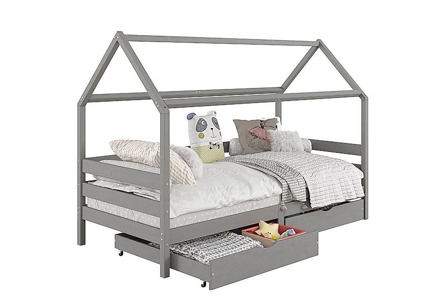 IDIMEX Kinderbett CLIA, Hausbett CLIA Kinderbett Montessori 2 Schubladen 90 günstig online kaufen