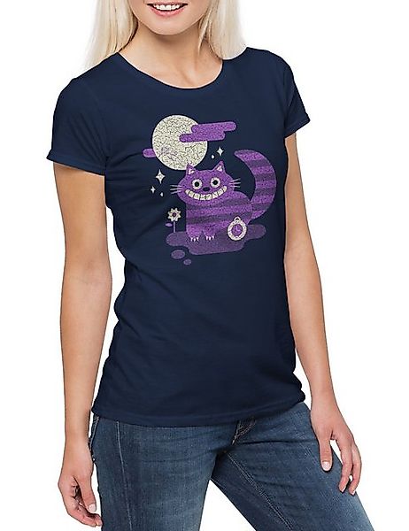 Urban Backwoods Print-Shirt Cheshire Cat Damen T-Shirt Alice Cat im Cats in günstig online kaufen