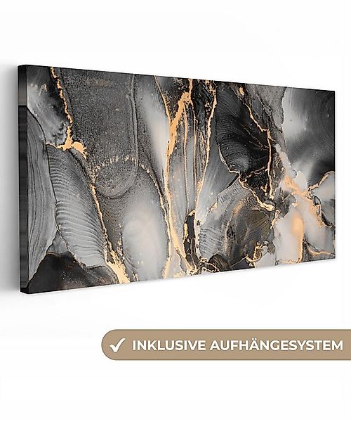 OneMillionCanvasses® Leinwandbild Panorama Grau - Luxus - Gold - Marmor, Fo günstig online kaufen