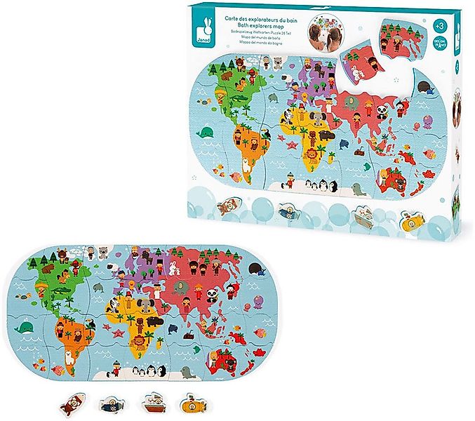 Janod Puzzle Welt, 28 Puzzleteile, für die Badwanne günstig online kaufen