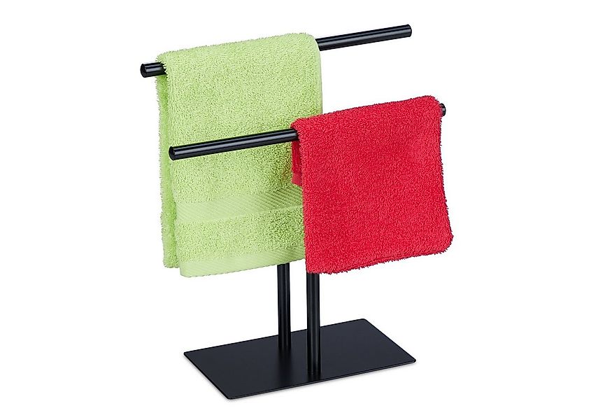 relaxdays Handtuchhalter Zweiarmiger Handtuchständer günstig online kaufen