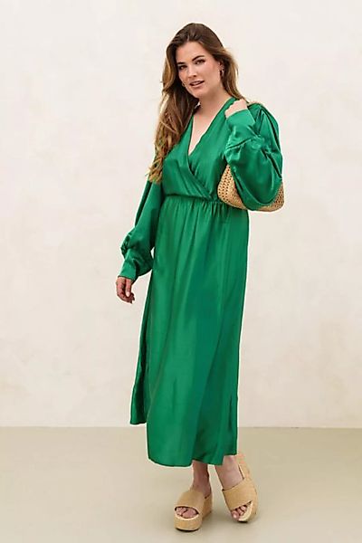 Lelü Fashion Satinkleid Maxikleid Satin grün mit Gummibund unter der Brust günstig online kaufen